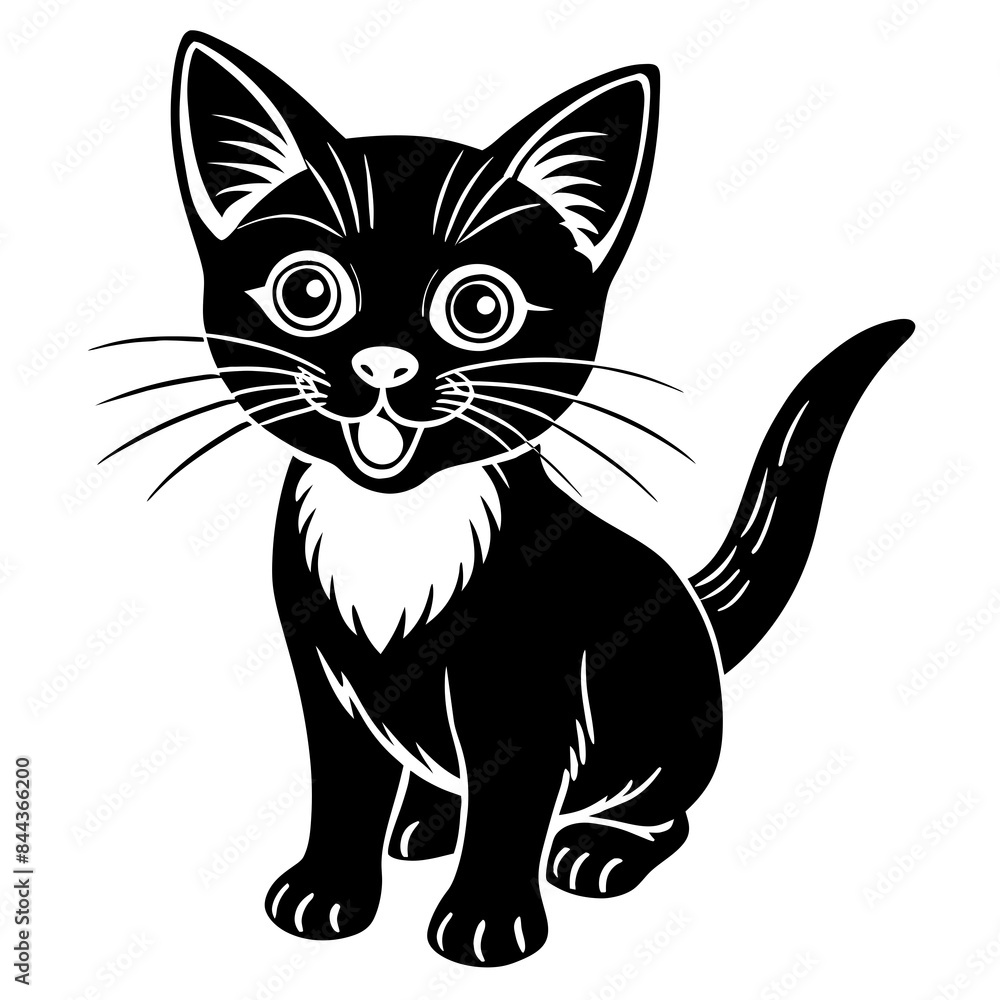 the kitten marvels vector silhouette illustration the kitten marvels vector silhouette illustration