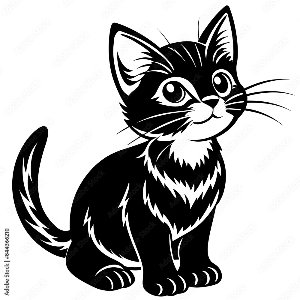 Obraz premium the kitten marvels vector silhouette illustration