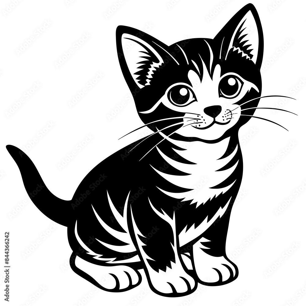 the kitten marvels vector silhouette illustration the kitten marvels vector silhouette illustration