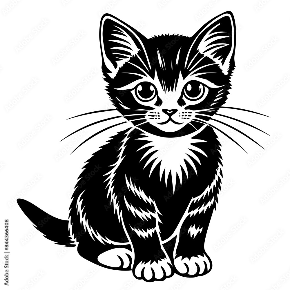 the kitten marvels vector silhouette illustration the kitten marvels vector silhouette illustration