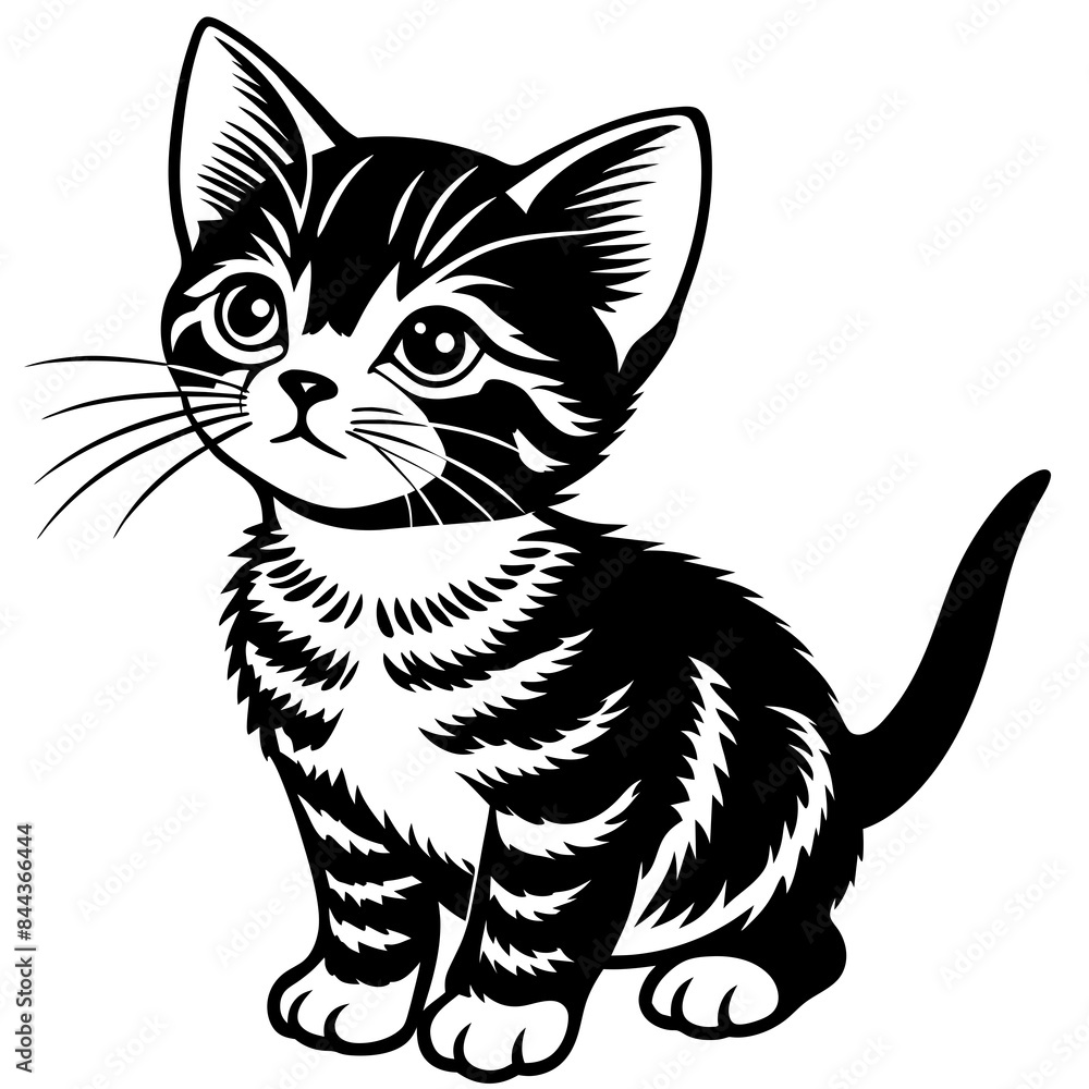 the kitten marvels vector silhouette illustration the kitten marvels vector silhouette illustration