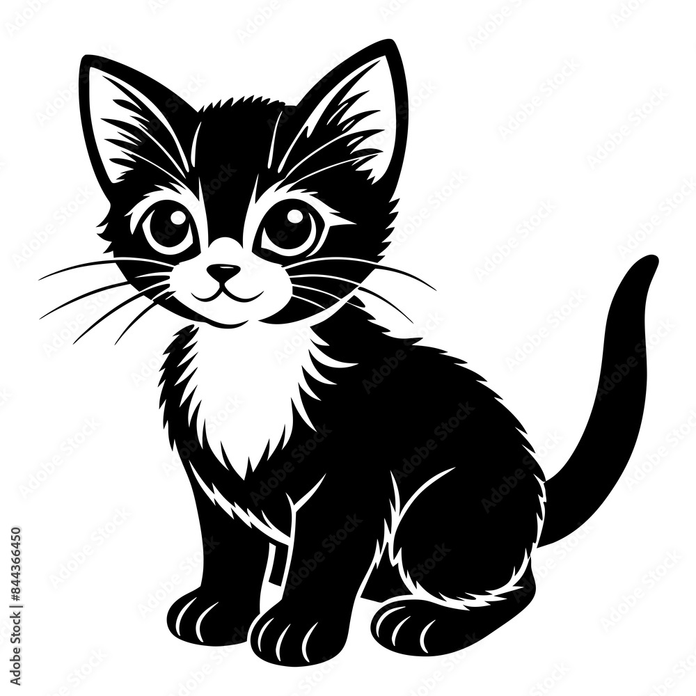 the kitten marvels vector silhouette illustration the kitten marvels vector silhouette illustration