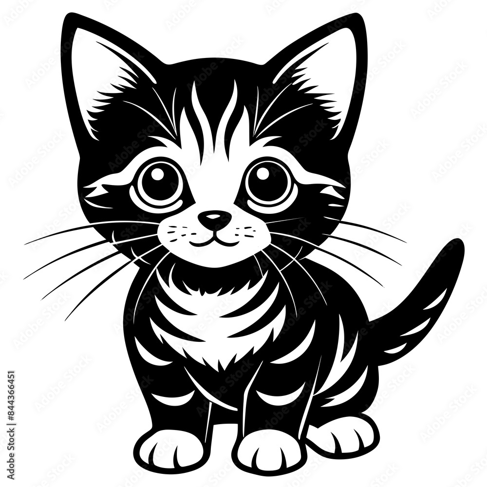 Obraz premium the kitten marvels vector silhouette illustration