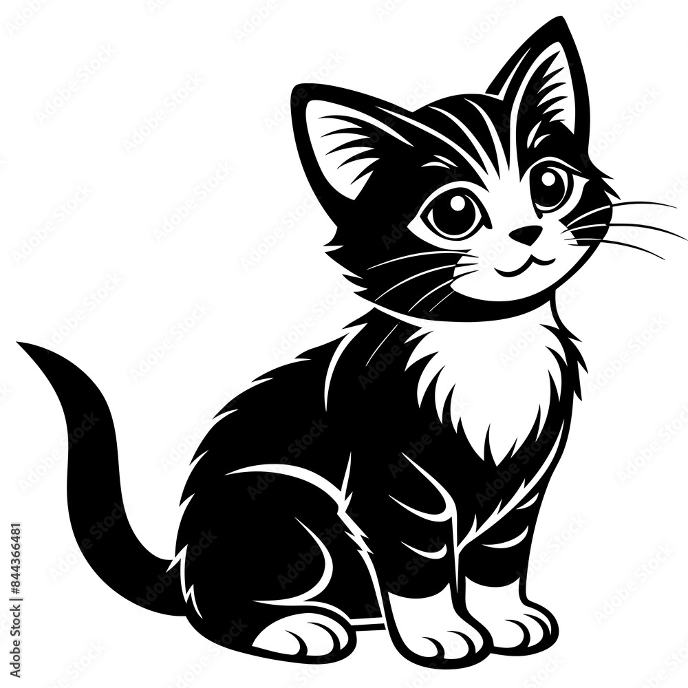 Obraz premium the kitten marvels vector silhouette illustration