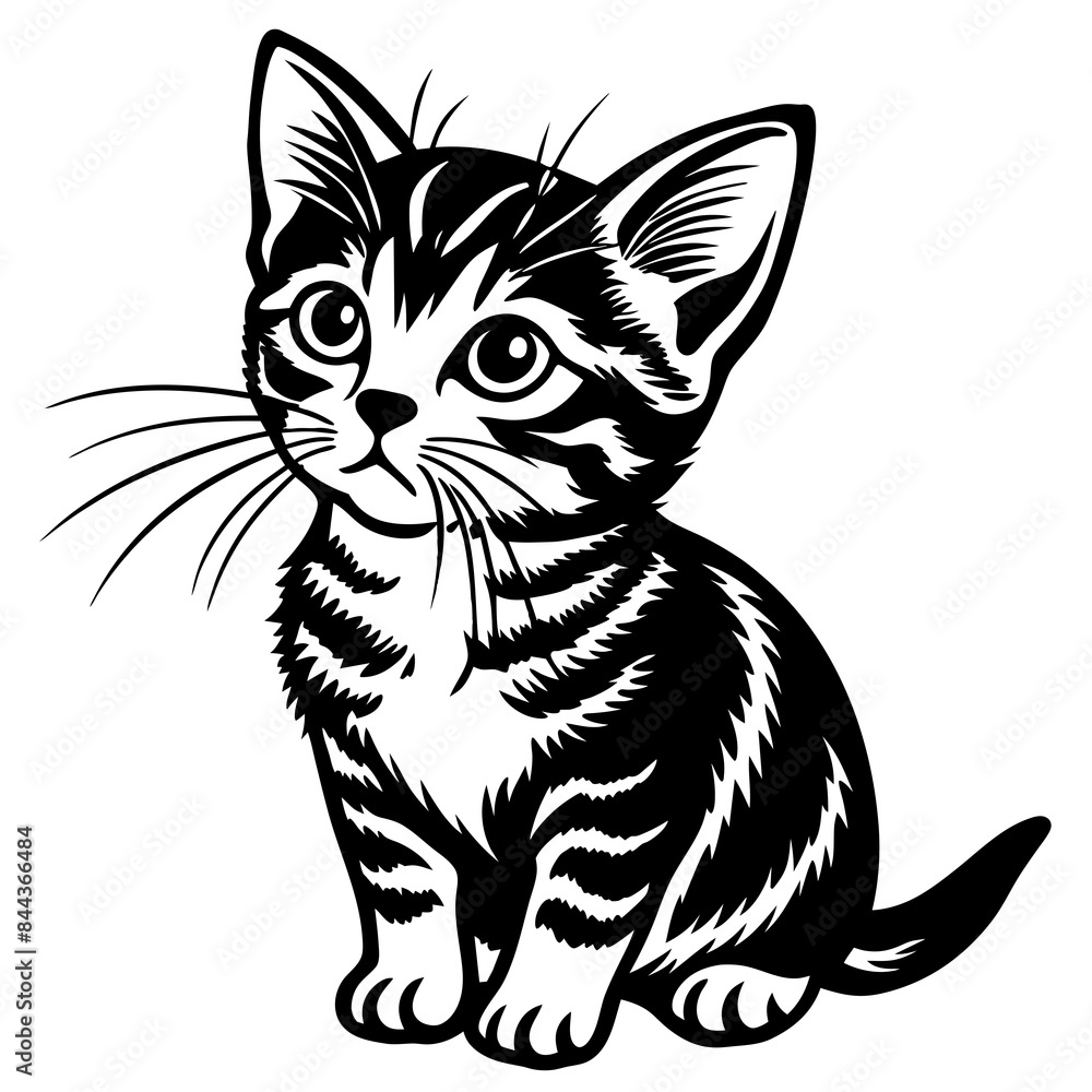 the kitten marvels  vector silhouette illustration