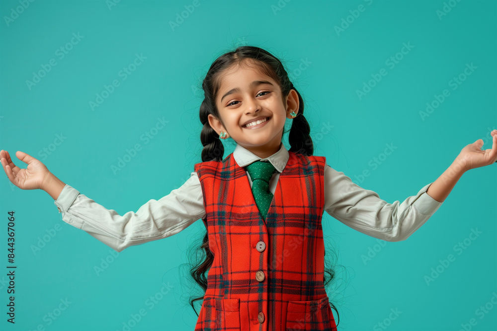 young happy indian school girl posing young happy indian school girl posing