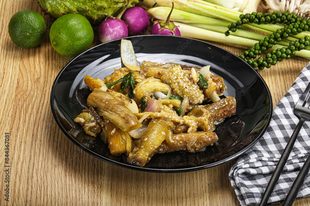 Roasted Thai eggplant with onion Roasted Thai eggplant with onion