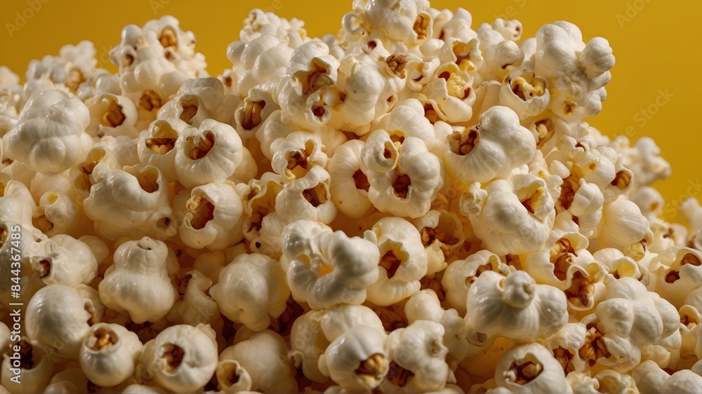 group of popcorn on yellow background group of popcorn on yellow background