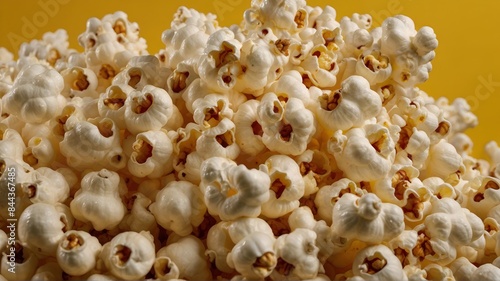 group of popcorn on yellow background