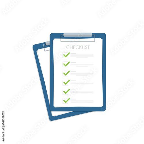 Creative vector illustration of check list document, paper check list and to do list with checkboxes, concept of survey, online quiz, completed things or done test, feedback.	