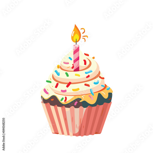a cupcake with a candle on it that says  happy birthday