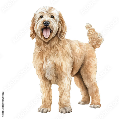 Watercolor Illustration of Goldendoodle Dog