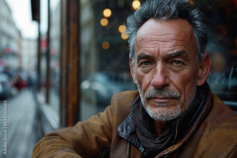 Portrait of an old man with a gray beard in the city Portrait of an old man with a gray beard in the city