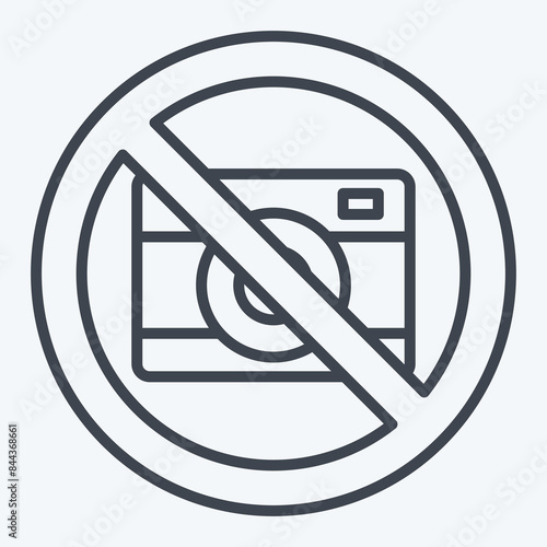 Icon Camera Prohibited. related to Airport symbol. line style. simple design illustration