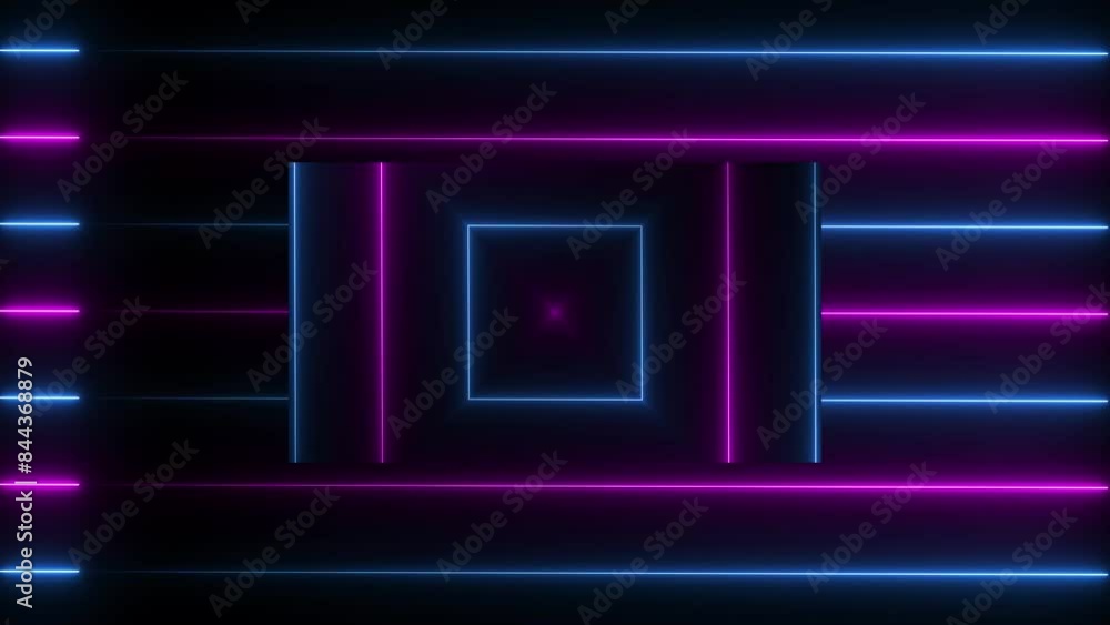 Abstract beautiful neon pattern lines blue purple color moving animation. Black background 4k animation video. Abstract beautiful neon pattern lines blue purple color moving animation. Black background 4k animation video.