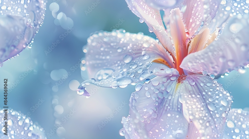 Fototapeta premium Delicate Floral Artwork With Crystalline Droplets on Fragile Petals