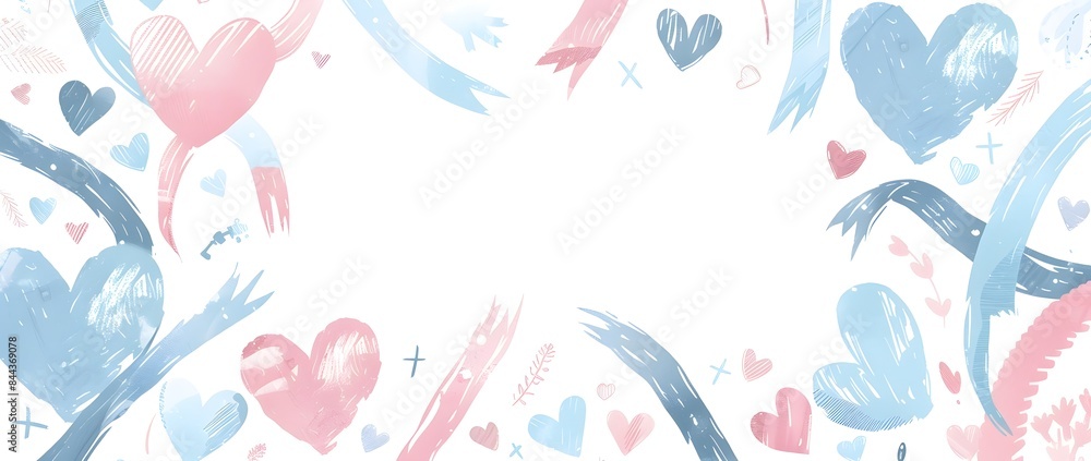 Delicate Ribbon and Heart Motif Border for World Cancer Day Backdrop Delicate Ribbon and Heart Motif Border for World Cancer Day Backdrop
