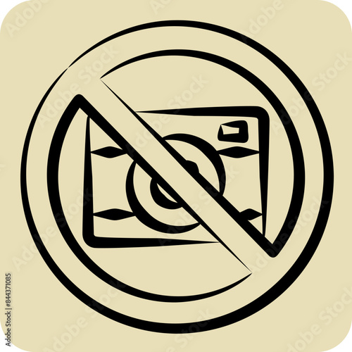 Icon Camera Prohibited. related to Airport symbol. hand drawn style. simple design illustration