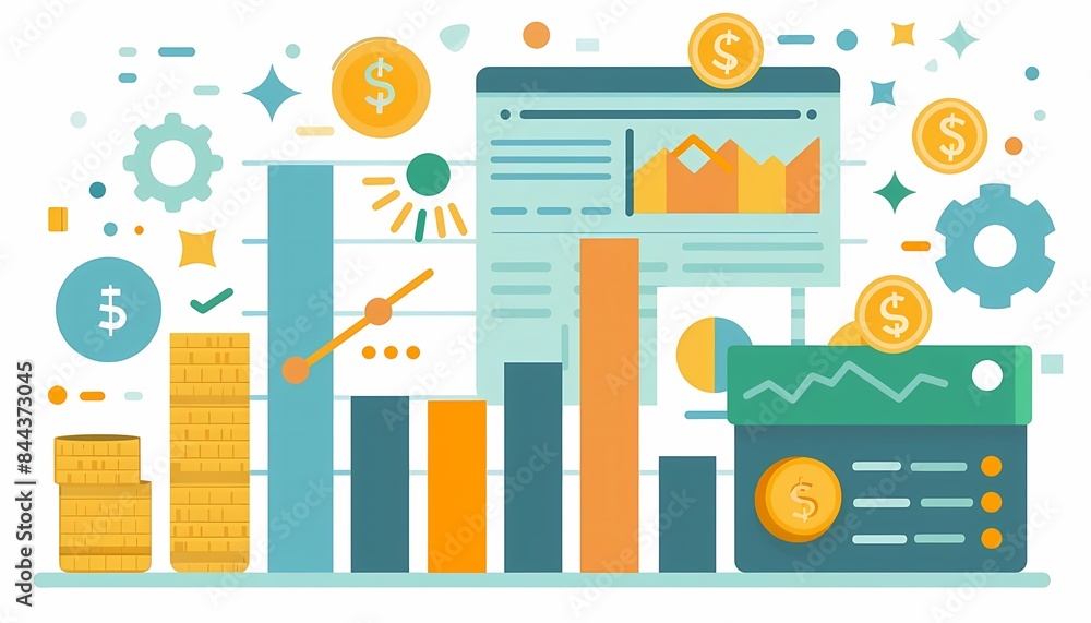 © ngstock - Flat design of financial management with cash flow management, income, and expenditure tracking © ngstock - Flat design of financial management with cash flow management, income, and expenditure tracking