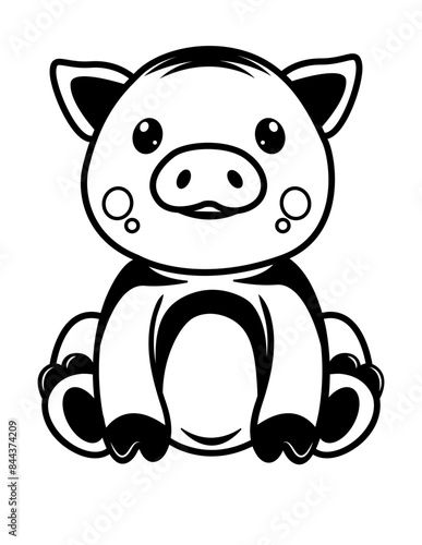  Cute Baby Pig | Piglet | Farm Animal | Barn Animal | Baby Pig | Domestic Animal | Piggery | Original Illustration | Vector and Clipart | Cutfifle and Stencil