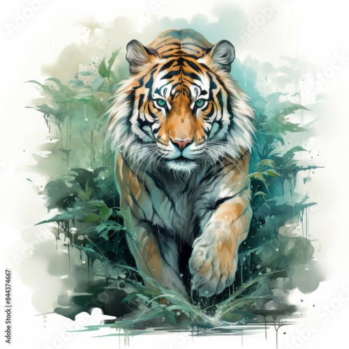 watercolor painting of a beautiful animals Created with Generative AI technology © ์NC