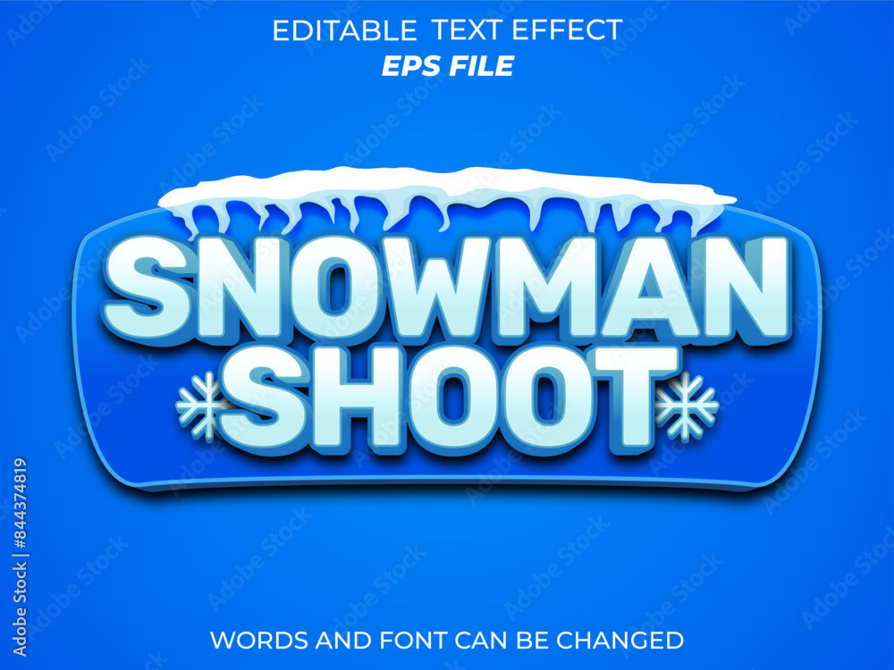 snowman shoot text effect, font editable, typography, 3d text for games. vector template snowman shoot text effect, font editable, typography, 3d text for games. vector template