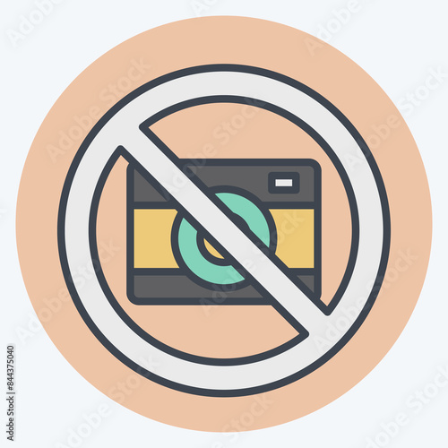 Icon Camera Prohibited. related to Airport symbol. color mate style. simple design illustration