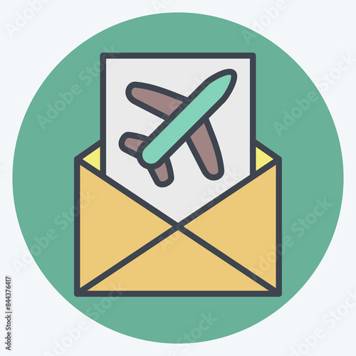 Icon Mail Confirmation. related to Airport symbol. color mate style. simple design illustration