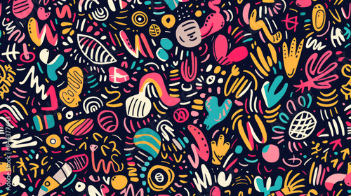 Wallpaper Mural Colorful Funky Doodles Pattern. Whimsical and Fun Art Design Torontodigital.ca