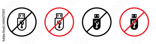 No USB Flash Drive Allowed Sign Data Security Icon for Restricted Areas