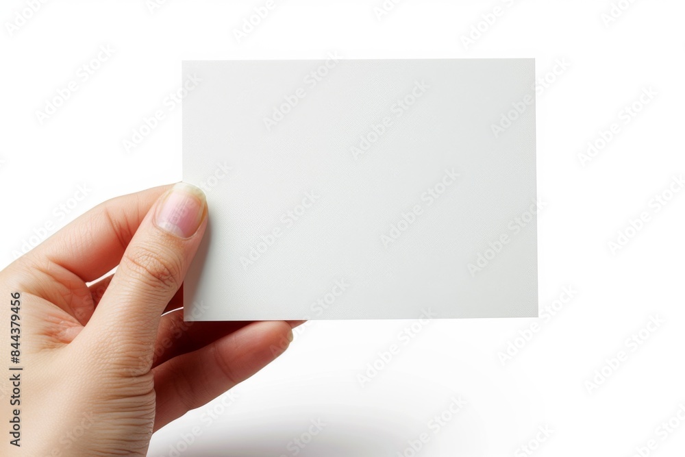 Blank White Card Mockup on Hand created with Generative AI Blank White Card Mockup on Hand created with Generative AI