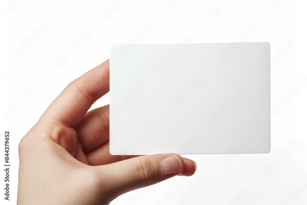 Obraz premium Blank White Card Mockup on Hand created with Generative AI