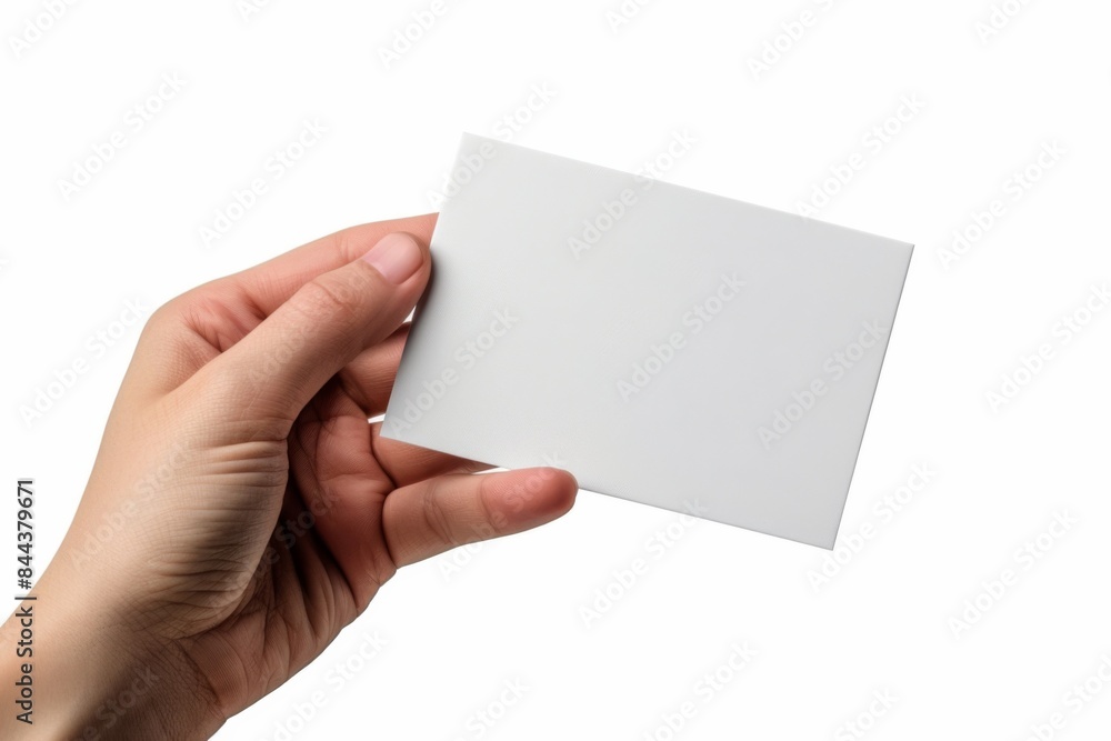 Blank White Card Mockup on Hand created with Generative AI Blank White Card Mockup on Hand created with Generative AI