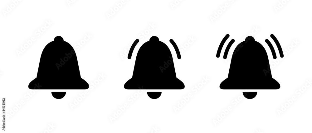 Notification bell icon set in generic style. Alert, ringing concept Notification bell icon set in generic style. Alert, ringing concept