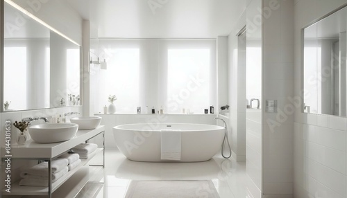 hotel bathroom  white glossy color  interior design 
