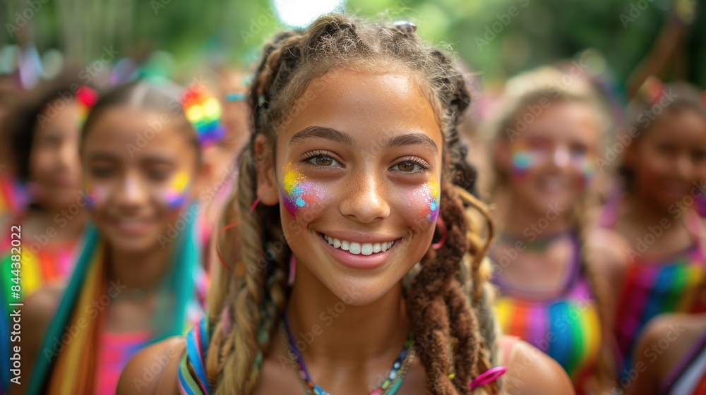 Joyful people celebrating pride month festival, pride event celebration. Joyful people celebrating pride month festival, pride event celebration.