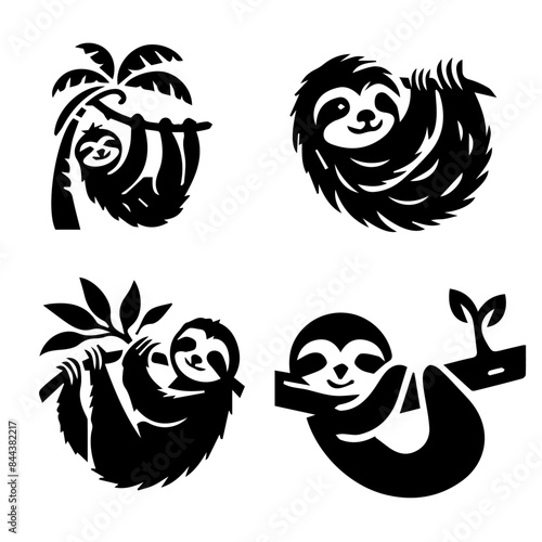 sloth silhouette on white background