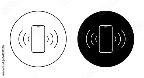 Принти на полотні Smartphone with signal icon on black circle