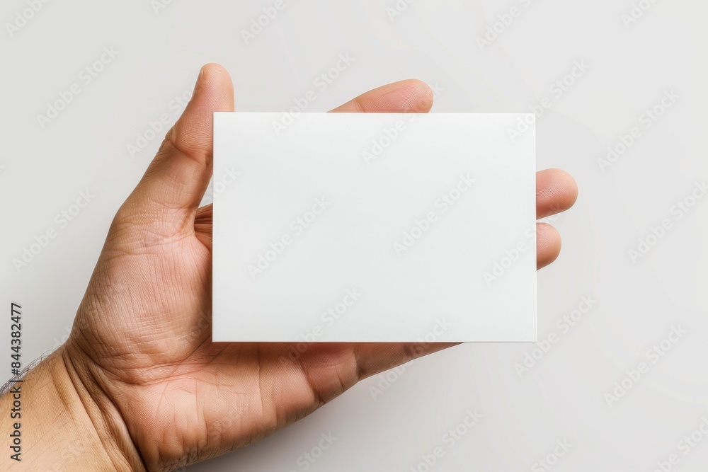 Obraz premium Blank White Card Mockup on Hand created with Generative AI