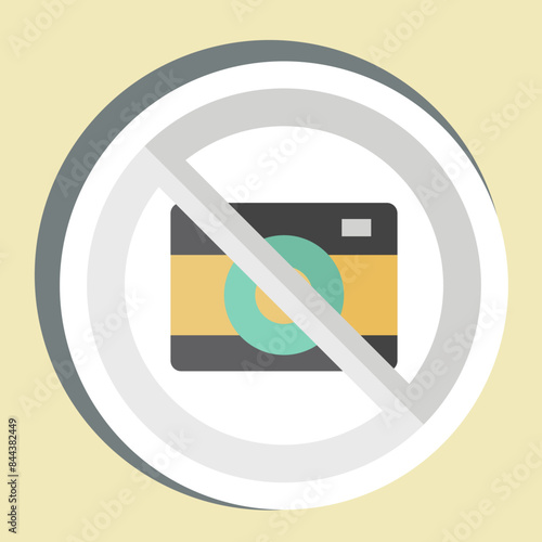 Sticker Camera Prohibited. related to Airport symbol. simple design illustration