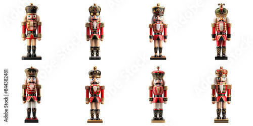 Set of Christmas Nutcracker Figurine isolated on transparent png background. Generative ai photo