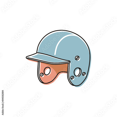 Illustration of helmet and baseball ball