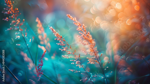 Abstract background with flowers and bokeh photo