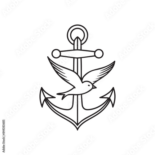 Illustration of swallow and an anchor