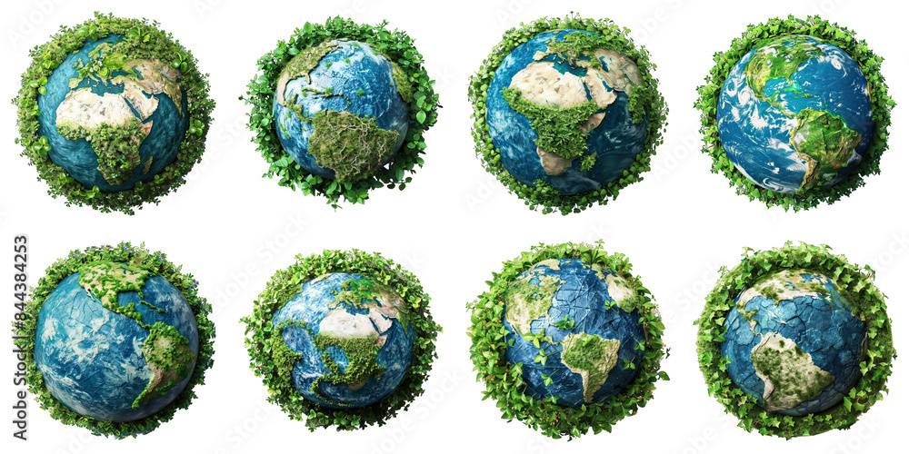 Set of Earth Day Eco-Friendly isolated on transparent png background. Generative ai Set of Earth Day Eco-Friendly isolated on transparent png background. Generative ai