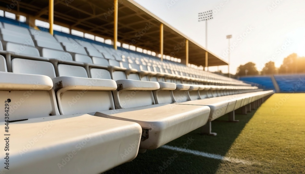 Fototapeta premium close-up of soccer field bleachers seating 