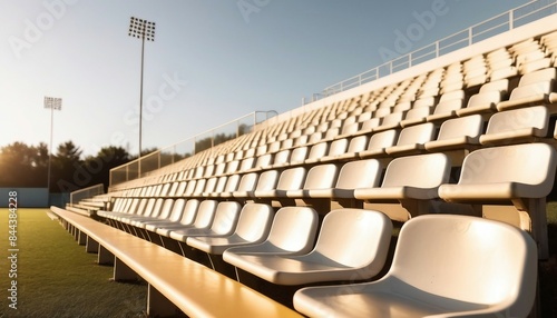 close-up of soccer field bleachers seating  © abu