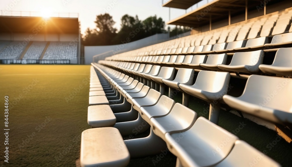 Fototapeta premium close-up of soccer field bleachers seating 
