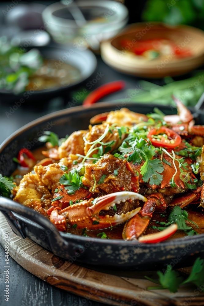 Gourmet Spicy Chicken Dish Garnished with Herbs Gourmet Spicy Chicken Dish Garnished with Herbs