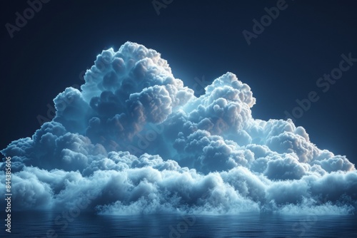 A single Detailed cloud against a black background, high-resolution, intricate and realistic texture